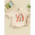thumbnail image 3 of FEORJGP Infant Baby Easter Romper 3M 6M 12M 18M Newborn Round Neck Jumpsuit Letter Embroidery T-shirt Roll Up Short Sleeve Bodysuit Toddler Casual Daily Summer Clothes, 3 of 9