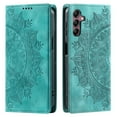 thumbnail image 6 of SaniMore for Samsung Galaxy A15 Case, PU Leather Embosed Mandala Flower Wallet Protective Phone Cover Card Slots Pocket Purse Women Men Kickstand Vintage Shockproof Anti-fall Shell, Green, 6 of 9