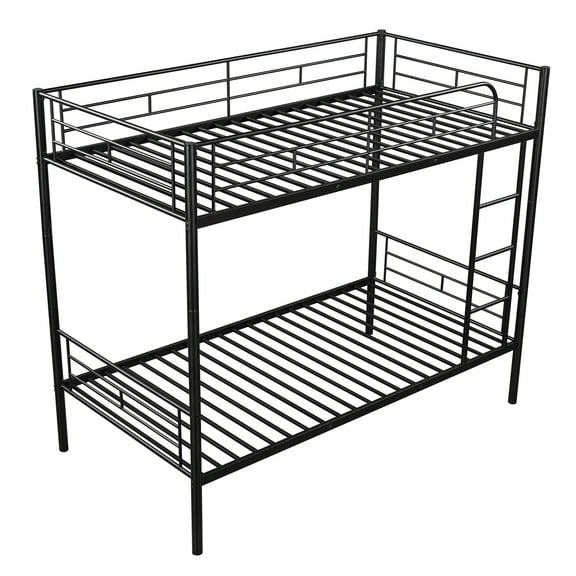 Twin Over Twin Metal Bunk Bed (Black)