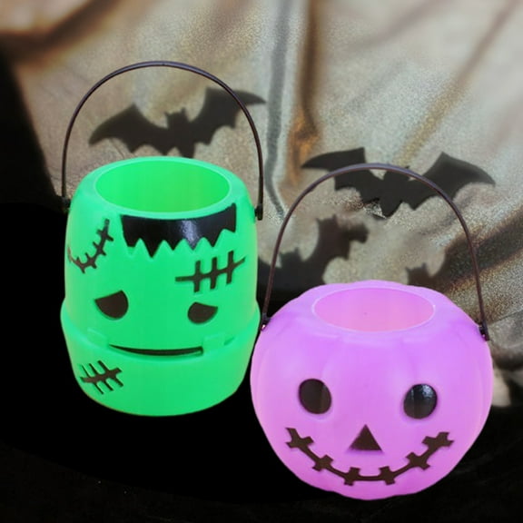 Soumake Halloween Candy Bucket High Space Bright Colors Easy To Carry Pumpkin Shaped Gift Snack Box Festive Supplies