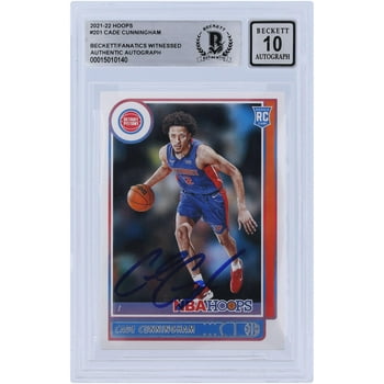 Cade Cunningham Detroit Pistons Autographed 2021-22 Panini NBA Hoops #201 Beckett Fanatics Witnessed Authenticated 10 Rookie Card - Fanatics Authentic Certified