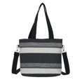 thumbnail image 1 of M Red Bolso de lona a rayas sencillo y moderno, bolso de hombro para mujer, bolso mensajero de gran capacidad, color blanco, 1 of 2