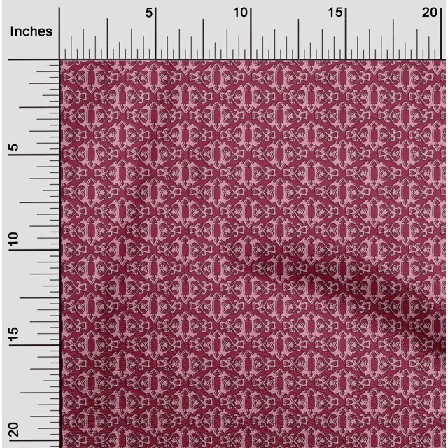 oneOone Cotton Cambric Fabric Floral Block Printed Craft Fabric BTY 56 Inch Wide