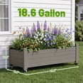 thumbnail image 2 of Nihsuao Mobile Raised Garden Bed with Lockable Wheels, Weather-Resistant Wood-Grain Planter Box for Patio, Balcony, Herb & Vegetable Growing, Gray, 2 of 7