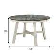 thumbnail image 5 of 48 Inch Round Dining Table, 2 Tone Dark Veneer Top, Crisp White Base- Saltoro Sherpi, 5 of 5