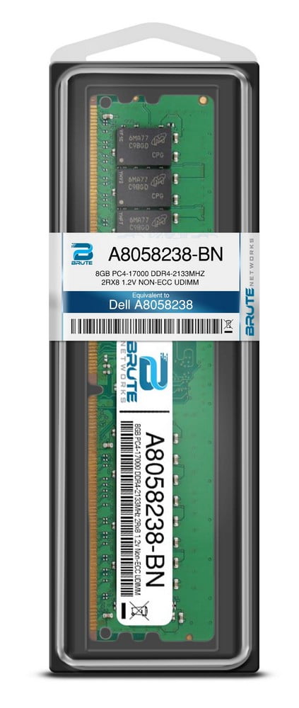 Equivalent to OEM PN # A8058238 8GB PC4-17000 DDR4-2133MHz 2Rx8 1.2v Non-ECC UDIMM Brute Networks A8058238-BN 