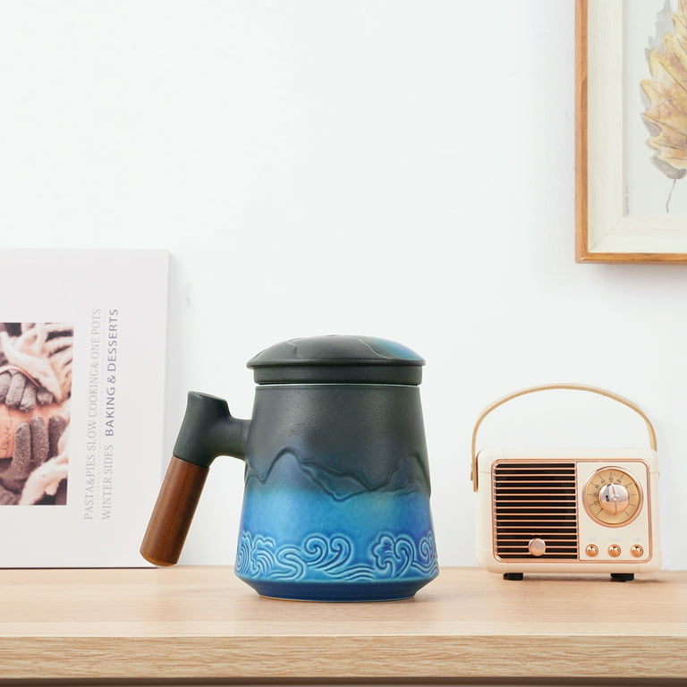 ZENS, Tea Cup with Infuser and Lid, 15.2 OZ, Gradient Embossed Ceramic -  Walmart.com