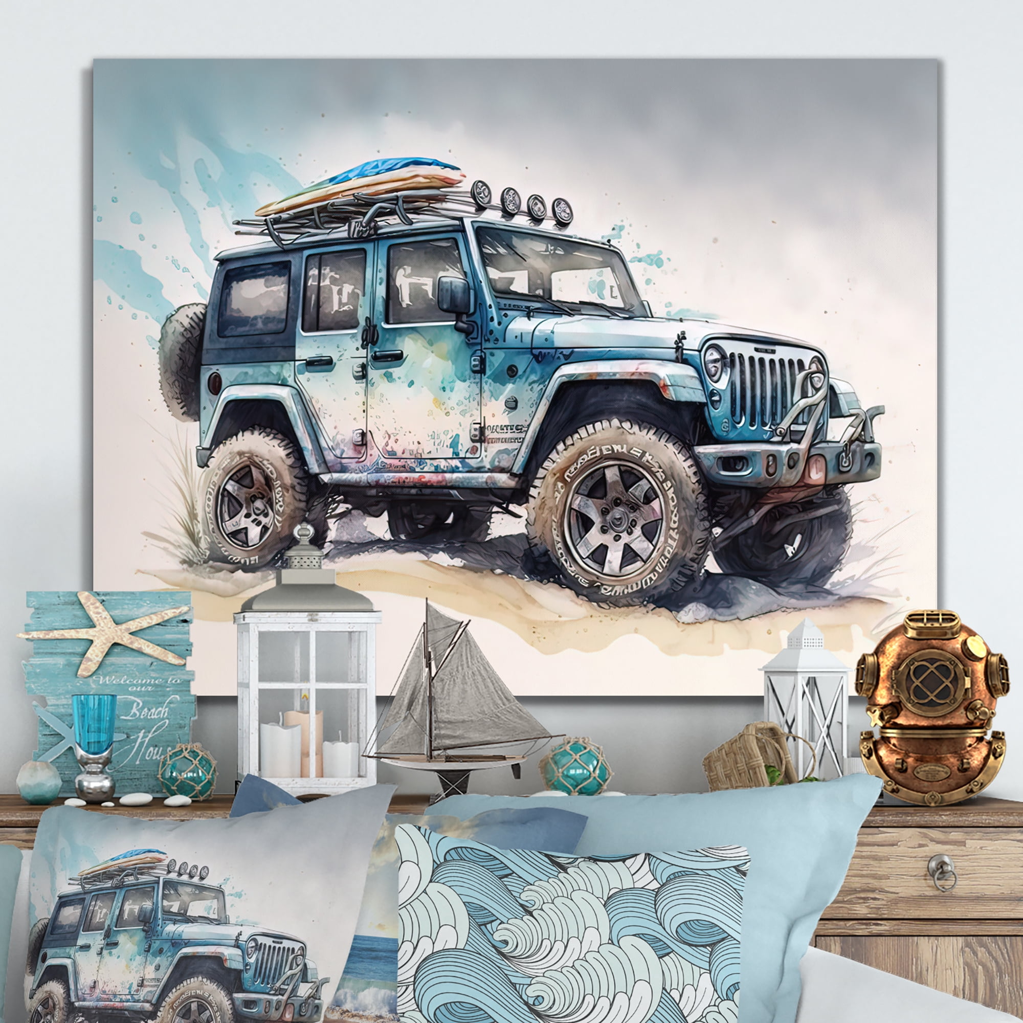 Designart Off Road On The Beach I Canvas Wall Art