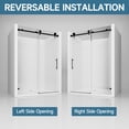 thumbnail image 4 of 60" wide x 76" high frameless single sliding soft-close matte black shower door with 5/16" (8mm) clear nano-coated tempered glass, sturdy and stable, stainless steel handle, convenient design, 4 of 9