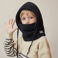 thumbnail image 3 of Naierhg Kids Hat Scarf Set Solid Color Drawstring Winter Warm Headgear Thickened Velvet Lining Soft Hat Scarf Winter Accessories White, 3 of 8