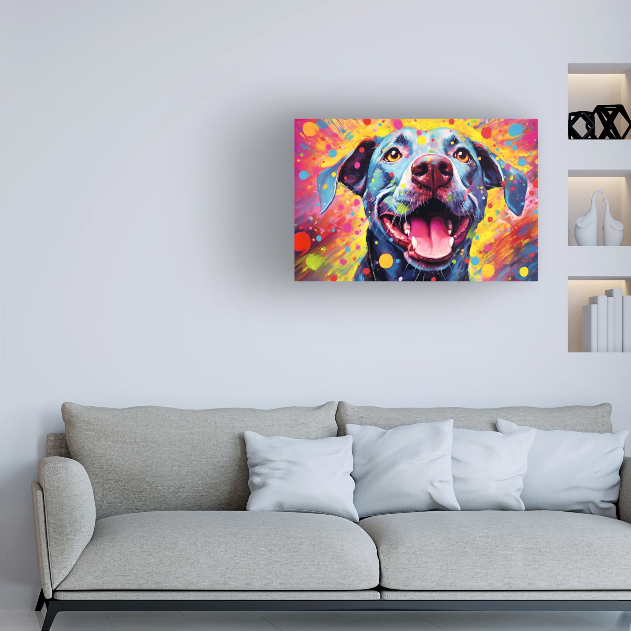 Canvas Wall Art - Ray Heere 'Happy Dog 1' Wall Art for Living Room, Bedroom, or Office Décor by Trademark Fine Art - 32 x 22 Inches