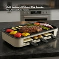 thumbnail image 3 of 2-in-1 Electric Indoor Grill, 1500W Smokeless Korean BBQ Griddle with Non-Stick Removable Cooking Plate, 3 Raclette Cheese Pans, Adjustable Temperature Control, Dishwasher Safe, Beige BQR1502B, 3 of 9