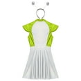thumbnail image 6 of TiaoBug Womens Space Alien Cosplay Costume Outer Space Cutie Metallic Cap Slevee Dress with Hairhoop Silver Green XXL, 6 of 7