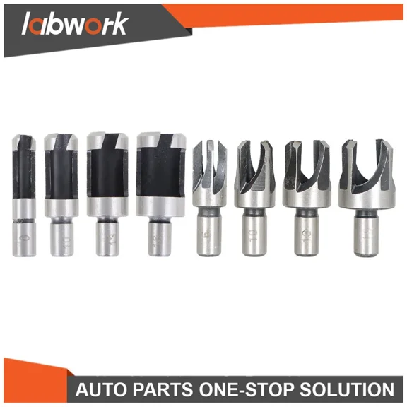 Labwork Carbon Steel Wood Plug Hole Cutter Dowel Maker Shank Drill Bit Set 8 Pcs