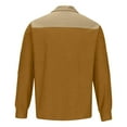 thumbnail image 4 of Long Sleeve Shirts for Men George Stand Collar Button Patchwork Pullover Casual Blouse Khaki 3XL, 4 of 5
