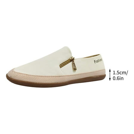 KBODIU Womens Slip On Sneakers  Casual Canvas Sneaker  Solid Round Toe Beach Sandals  Soft Comfortable Loafers Shoes  Summer Vacation Fashion Sole Hemp Rope Shoes White 40