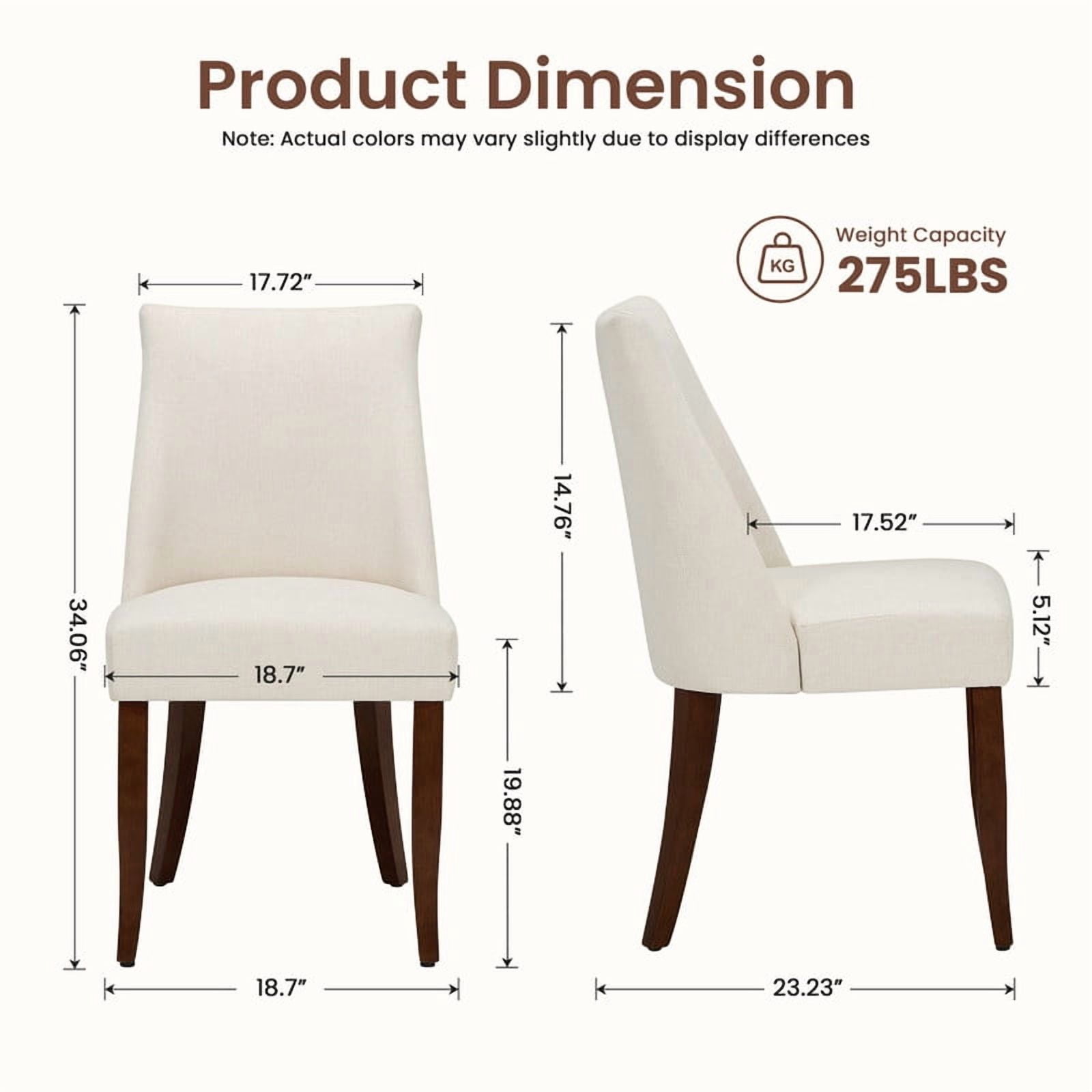 COLAMY Set of 4 Upholstered Dining Chairs, Modern Fabric Kitchen & Dining Room Chairs with Ergonomic High Back and Solid Wood Legs, Farmhouse Side Chairs, Beige