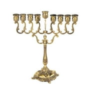 Menorah-Scroll Branched Hanukkah (9 Branched) (10")-Copper