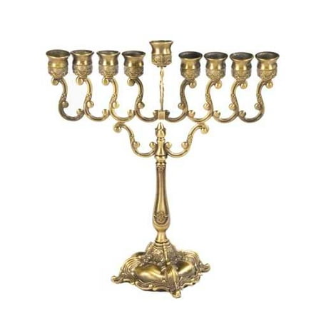 Menorah-Scroll Branched Hanukkah (9 Branched) (10")-Copper