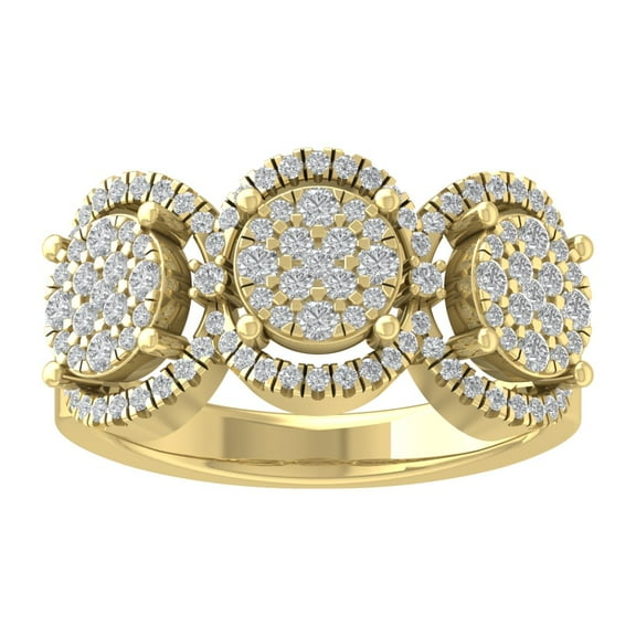ARAIYA FINE JEWELRY 10K Yellow Gold Lab Grown Diamond Cluster Band Ring (3/4 cttw, D-F Color, VS Clarity), Size 7