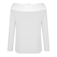 thumbnail image 5 of HAiming Women Long Sleeve off Shoulder Tops Solid Color Lace Patchwork Slim Ribbed Knit Shirts Casual Pullover Blouse, 5 of 8