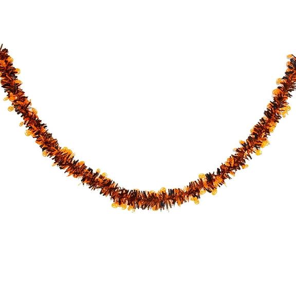 Harlier Halloween Tinsel Shiny Garland, Chunky Glittering Tinsel Garland, 6.6Ft Pumpkin Metallic Tinsel Hanging Ornament Decoration for Halloween Party Supplies (Orange)