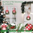 thumbnail image 3 of Christmas Mini Wreaths, Set of 2 Small Artificial Cabinet Rings with Bows and Berries, Holiday Door Window Decor, Hanging Indoor Outdoor Decorations, 3 of 6