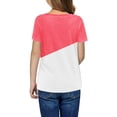 thumbnail image 2 of Langwyqu Girls Casual Short Sleeve T Shirts Kids Loose Tunic Tops Color Block Tee, 2 of 5