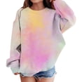 thumbnail image 4 of Mercatoo Girls and Toddlers Sweatshirts Fashion Tie Dye Print Pullover Tops Crewneck Loose Fit Long Sleeve Fall Winter Cute Clothes, 4 of 7