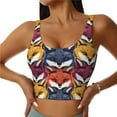 thumbnail image 1 of Fotbe Fox Face Sujetador Deportivo Largo sin Aros para Mujer con Almohadillas y Soporte Medio, Transpirable y Absorbente, Camiseta Tipo Chaleco o Tank Top-XX-Large, 1 of 8