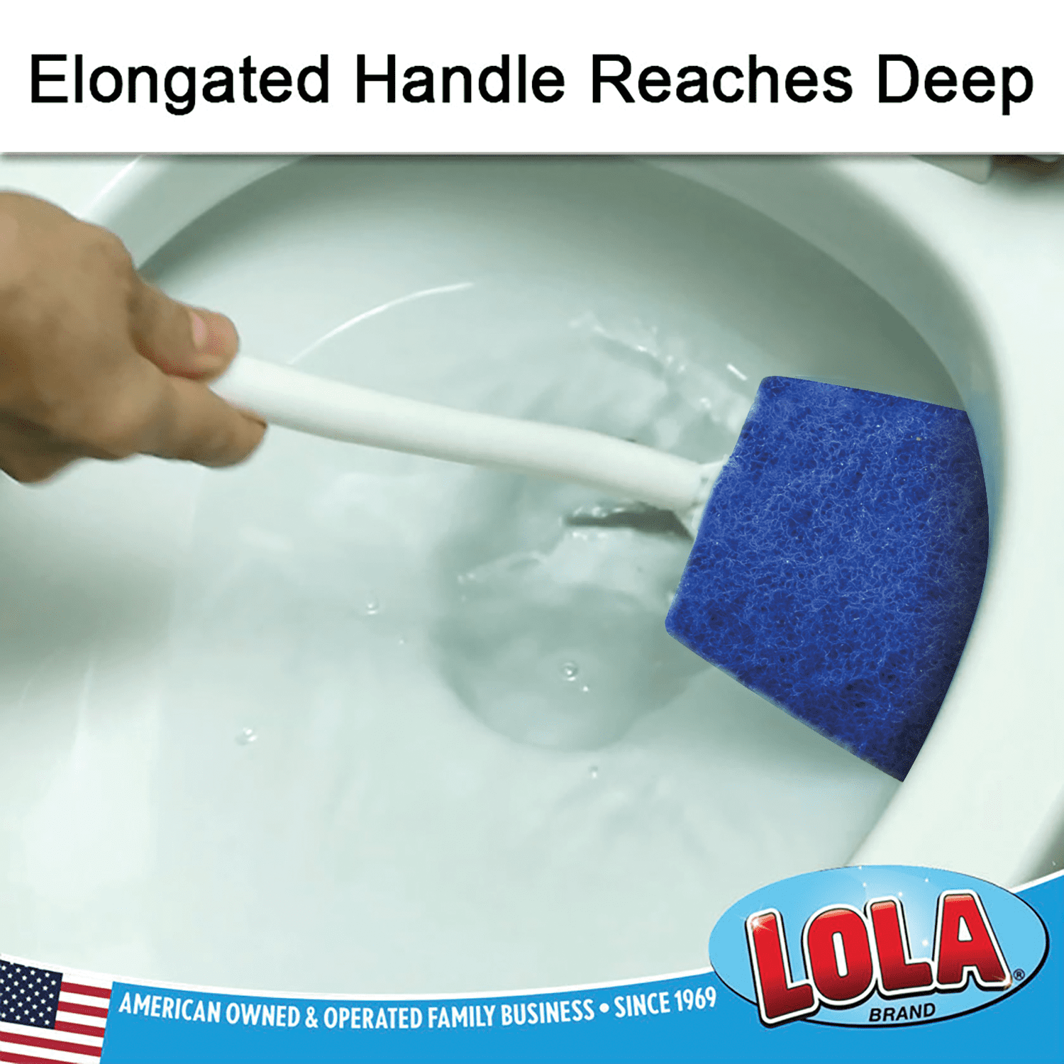 LOLA Bath & Toilet Bowl Scrubber Brush w/ Comfort Handle, 72 Pack, w/ Hang Hole. Non-Scratch, Removes Rings w/ Scrubbing Pad