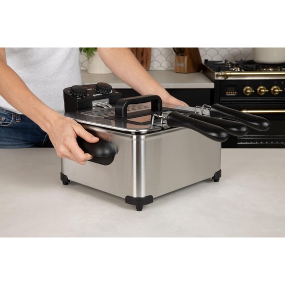 Electric Deep Fryer – 4.5L with Stainless Steel Baskets, Timer & Temp Control for Fried Chicken & Fries