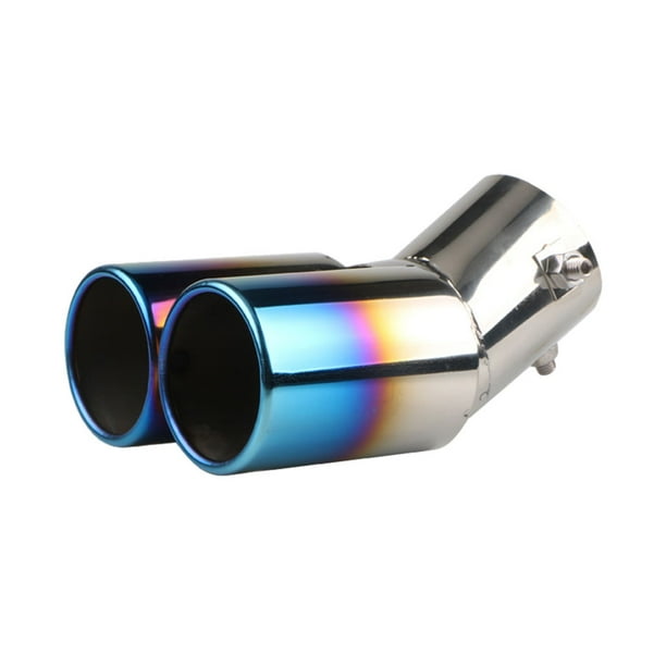 sweethay Punta de silenciador de escape Universal para coche, salida doble, puntas de tubo de escape, silenciador de sonido, accesorios Accesorios para motos Curva/Azul