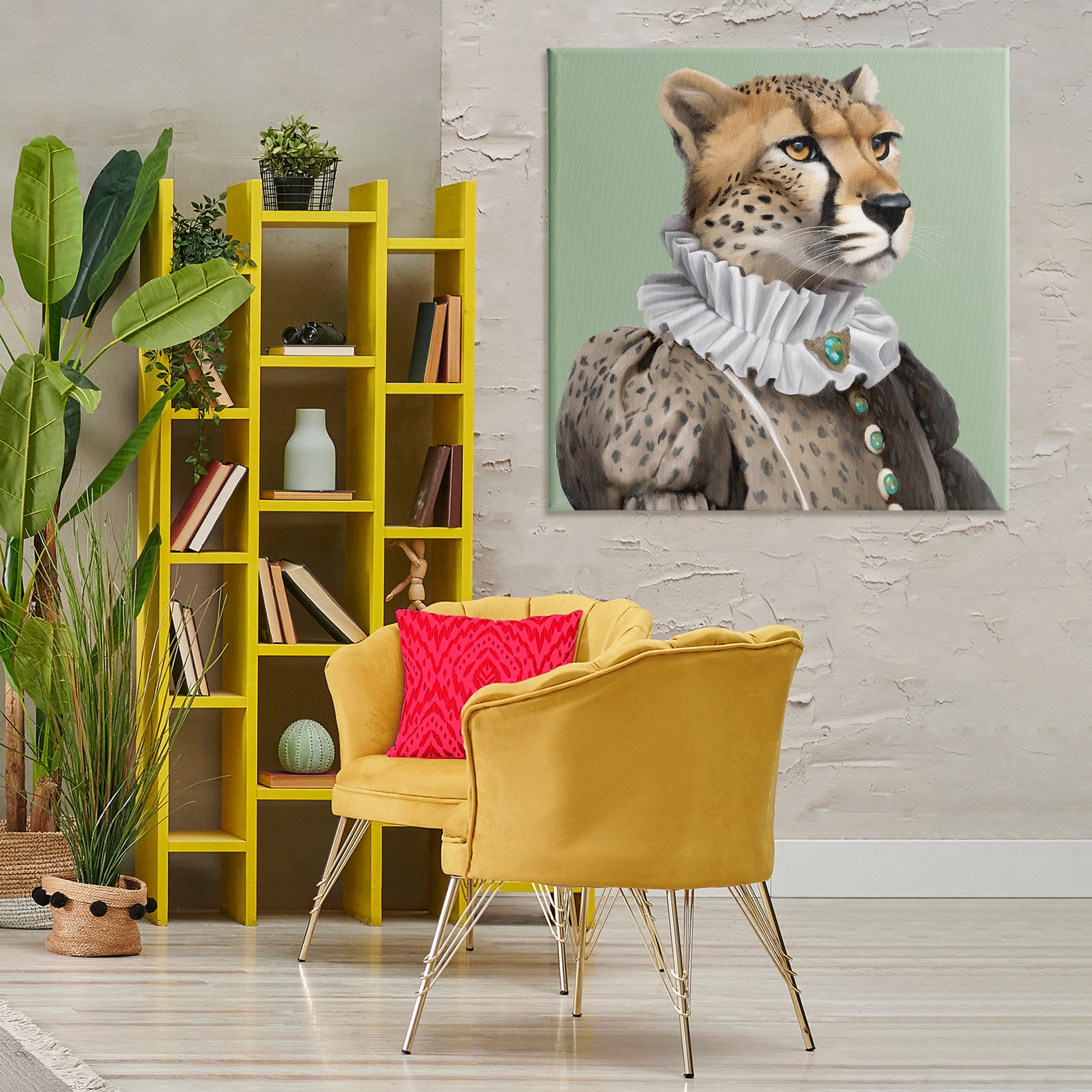 Stupell Industries Madame Cheetah Portrait Novelty & Humor Painting Wrapped Canvas Art Print Wall Art, 36 x 36