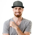 thumbnail image 6 of DALIX Premium Flat Bill Snapback Chambray Hat 6 Panel Cap (Black), 6 of 7