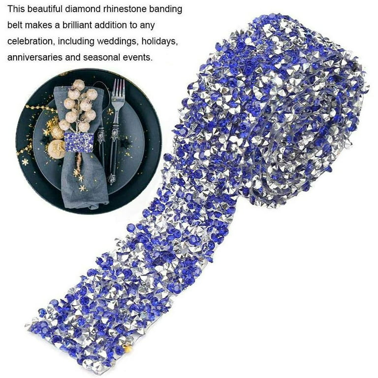 Self Adhesive Blue Crystal Rhinestone Strips Diamond Ribbon Bling Gems