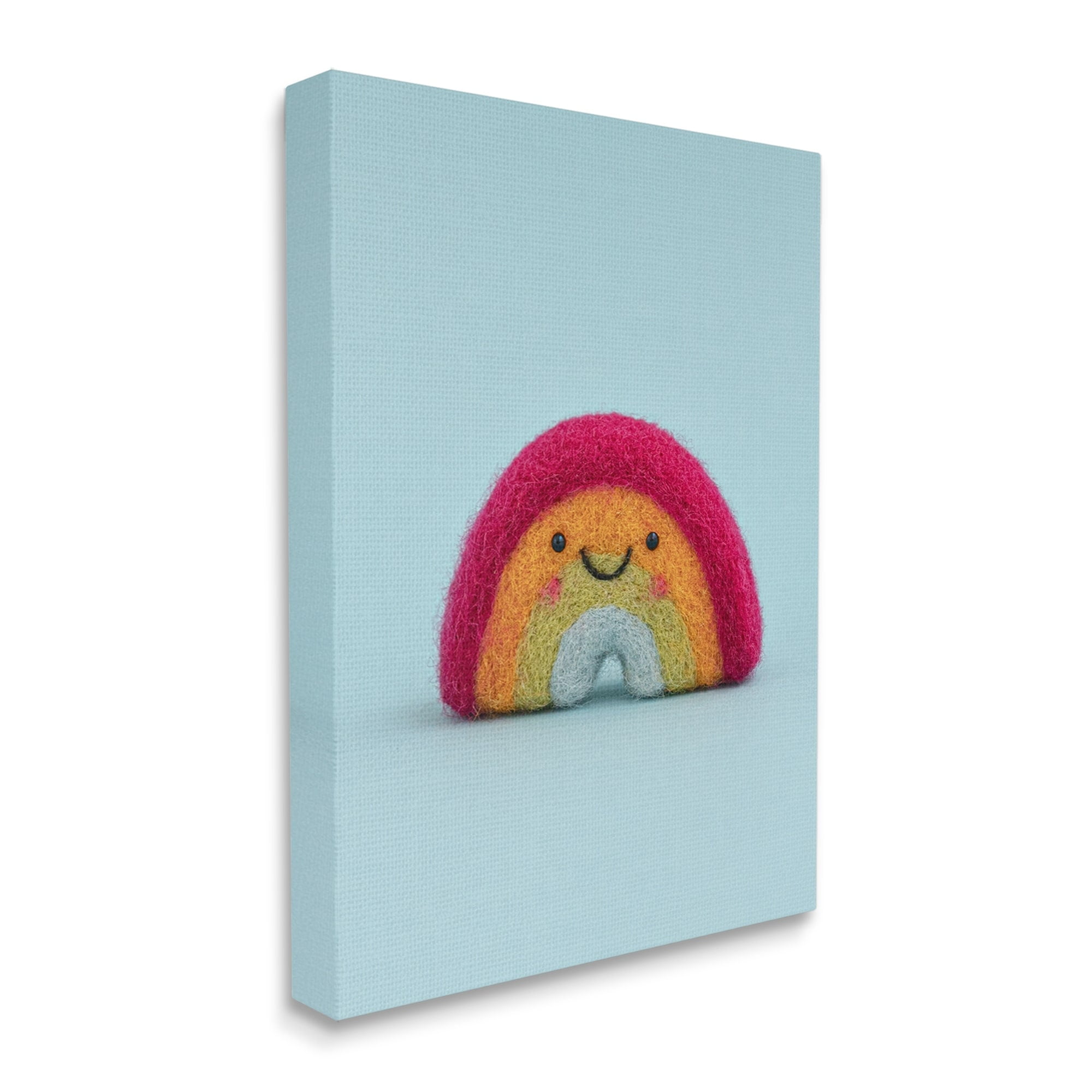 Stupell Happy Smiling Rainbow Blue Background Landscape Photography Gallery Wrapped Canvas Print Wall Art