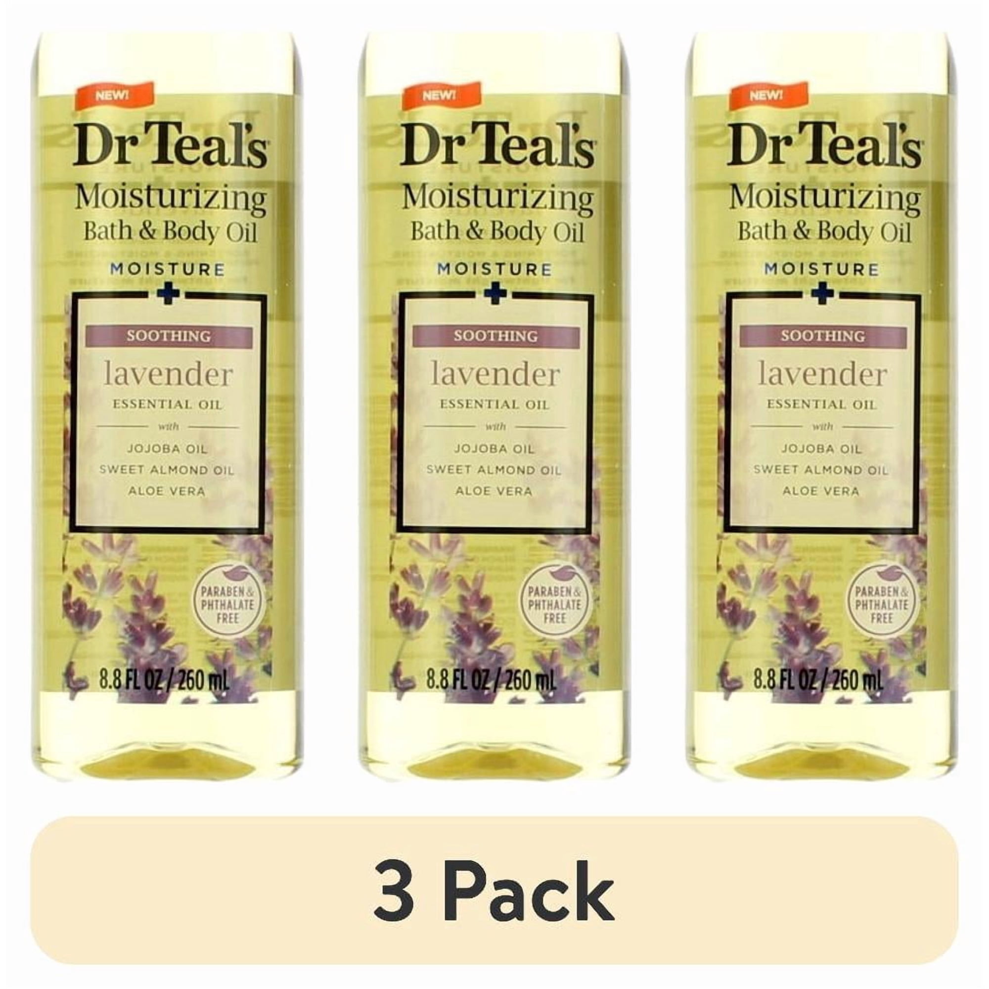 (3 pack) Dr Teal's Moisturizing Bath and Body Oil, Soothe & Sleep with Lavender Essential Oil, 8.8 fl oz
