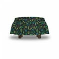 thumbnail image 4 of Botanical Ottoman Cover, Tropical Leaves Jungle, 2 Piece Slipcover Set with Ruffle Skirt for Square Round Cube Footstool Decorative Home Accent, Standard Size, Green Seafoam, by Ambesonne, 4 of 5