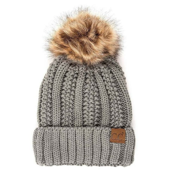 CC Brand Pom Thick Beanie Sherpa Lined Chunky Knit Stretch Women's Winter Hats Cap