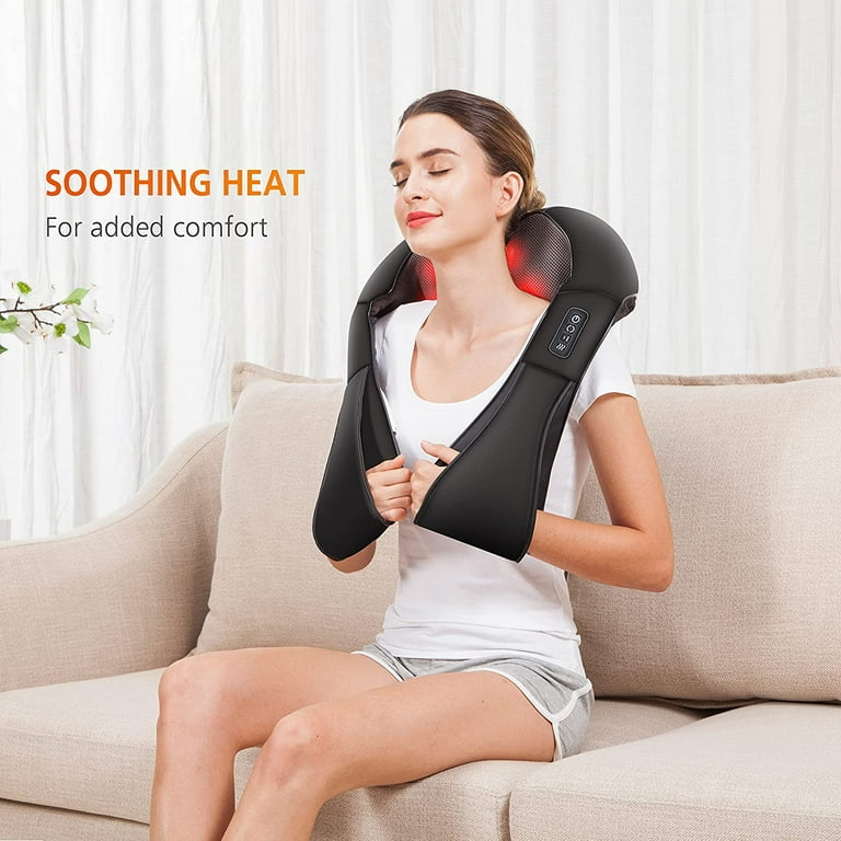 Neck Shoulder Massage with Soothing Heat, Electric Shiatsu Back Massager 