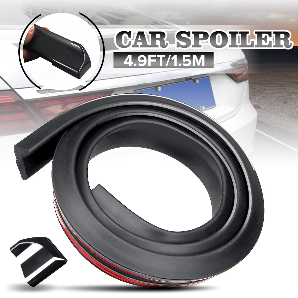 4.9ft//1.5M Universal Carbon Fiber Car Rear Roof Trunk Spoiler Wing Lip Sticker