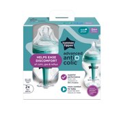 Tommee Tippee Advanced Anti-Colic Baby Bottles, 0 months plus, Pack of 2, 9oz Baby Bottles, with Slow Flow Breast-Like Nipple for Natural Latch, Self-Sterilizing and BPA Free