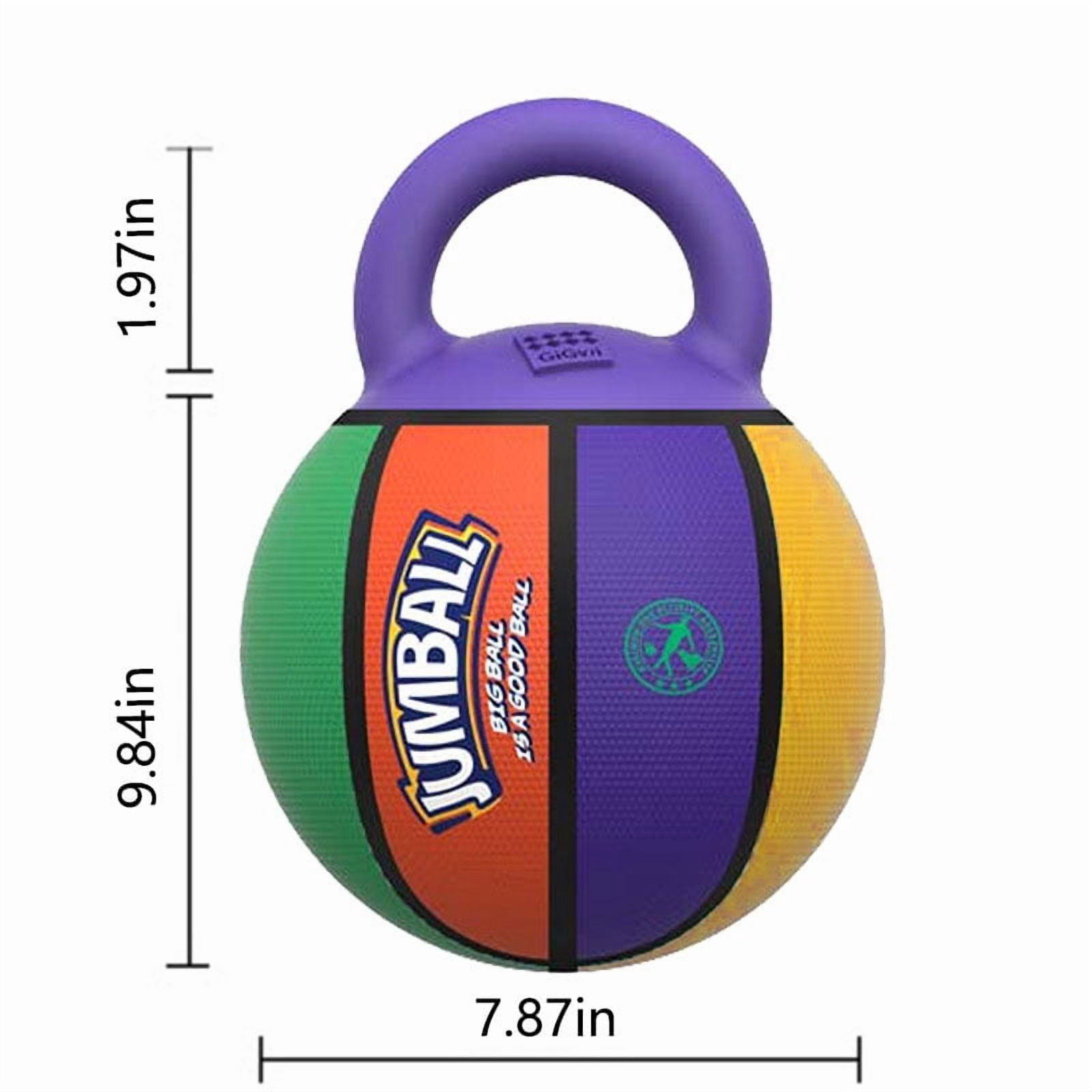 GiGwi Jumball Rubber Basketball Dog Toy with Handle High Visability Throw Fetch Toy Dog Ball