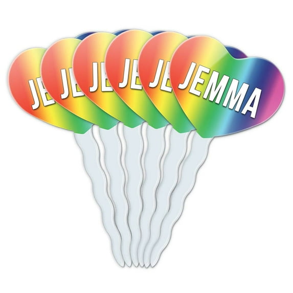 Jemma Heart Love Cupcake Picks Toppers - Set of 6