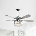 thumbnail image 3 of 52 inch Flush Mount Ceiling Fan with Remote Modern Crystal Chandelier Ceiling Fan with Reversible 5 Blades, 3 Bulbs Not Included, Chrome, 3 of 8