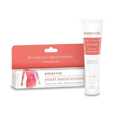 Emerita Yeast Assist Cream | External Vaginal Comfort | pH Balanced w/ Soothing Supportive Botanicals & Herbal Extracts | St Johns Wort & Thyme | 1oz