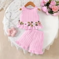 thumbnail image 4 of Amidoa Girls 2 Piece Outfits Summer Clothes Tank Top Sleeveless Solid Color Cute T-Shirt and Casual Shorts Kids Clothing Sets Pink Size 8, 4 of 9
