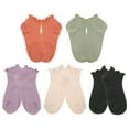 thumbnail image 3 of 5 pares de calcetines tobilleros de algodón con volantes y puños vueltos para mujer (colores surtidos), 3 of 6