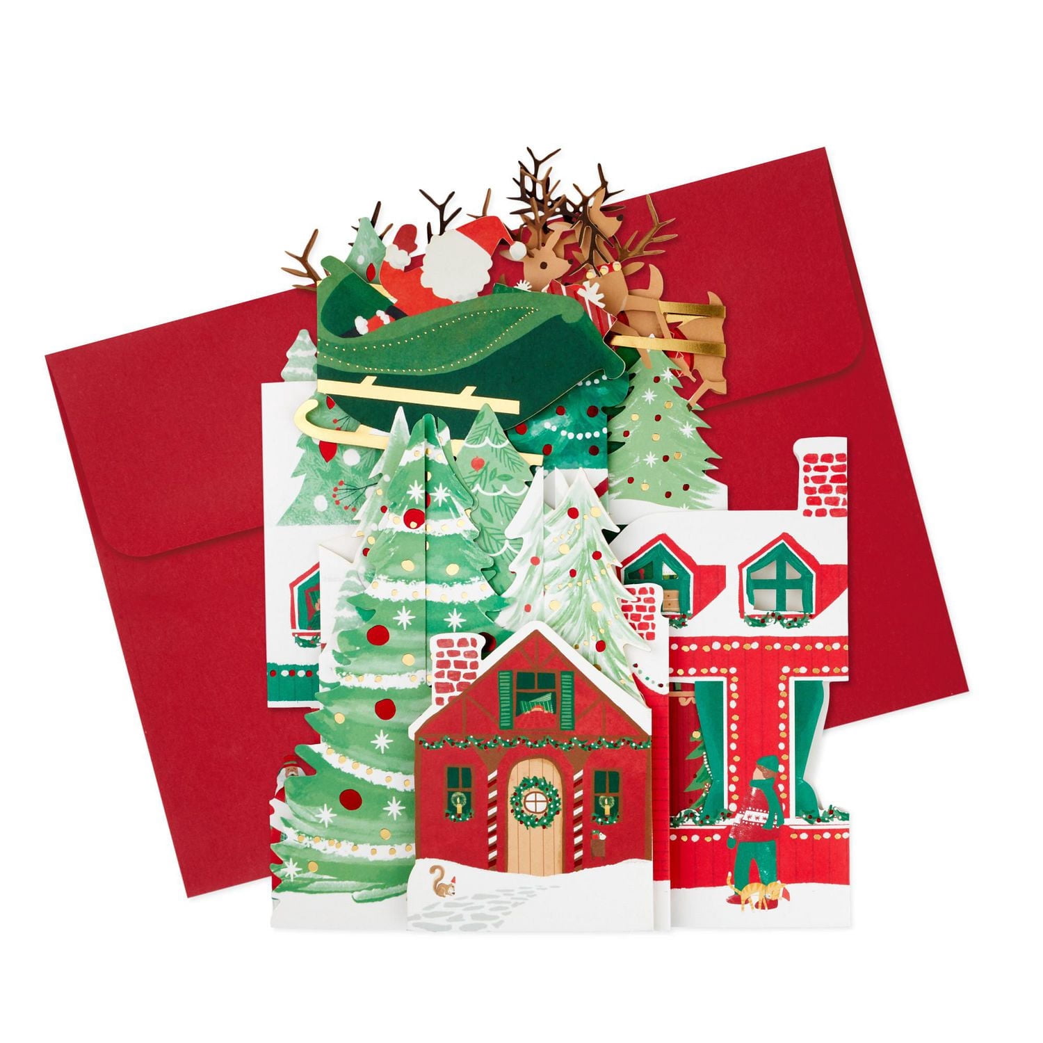 Carte de Noël super géante, Paper Wonder de Hallmark, décoration des fêtes pour la table (Village de Noël, en accordéon)